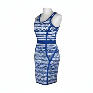 Arden B Blue & Ivory Knit Sheath Dress – Tagged Medium (Fits Like Small)
